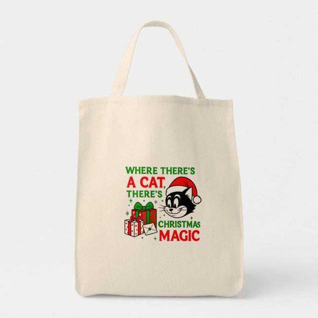 Christmas Cat Handy Holiday Carryall for Cat Lover Tygkasse (Framsidan)