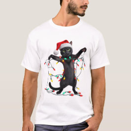 Christmas Cat Holiday Lights T Shirt