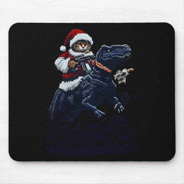 Christmas Cat In Santa Hat Holding A Gun And Dinos Musmatta (Framsidan)