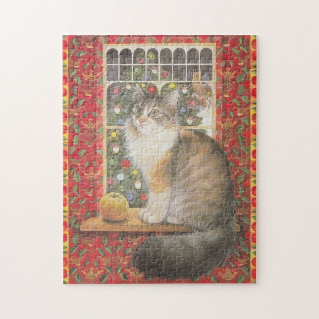CHRISTMAS CAT JIG SAW PUZZLE PUSSEL (Vertikal)