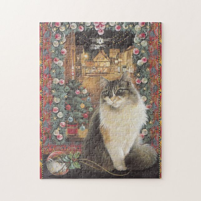 CHRISTMAS CAT JIG SAW PUZZLE PUSSEL (Vertikal)