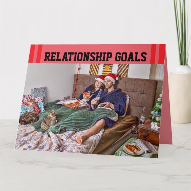 CHRISTMAS CAT LOVER PIZZA COUPLE GREETDS CARDS TACK KORT (Framsida)