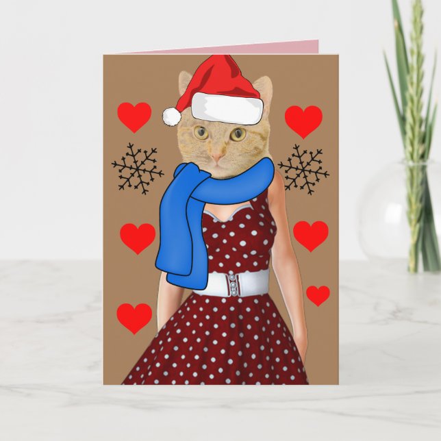 CHRISTMAS CAT MAMMA CHRISTMAS CARD HELGKORT (Framsida)