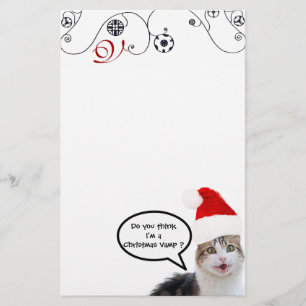 CHRISTMAS CAT MED JULTOMTEN HAT Monogram Brevpapper