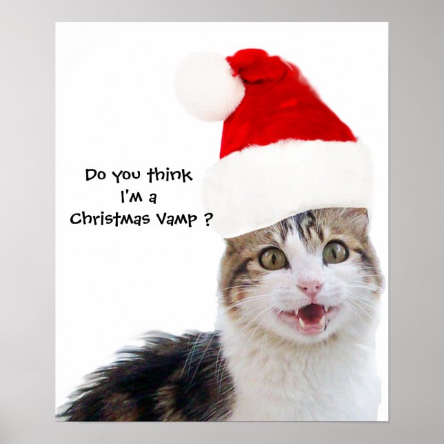 CHRISTMAS CAT MED JULTOMTEN HAT POSTER (Framsidan)