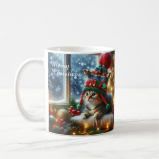 Christmas Cat Mug – Cute Kitty with Santa Hat Kaffemugg