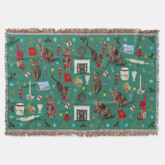 Christmas Cat Ornament Throw Filt