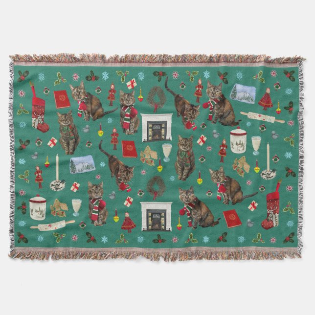 Christmas Cat Ornament Throw Filt (Framsidan)