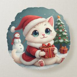Christmas Cat Round pillow Rund Kudde