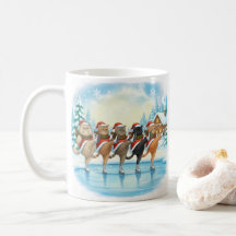 Christmas Cat Skaters, Glass Coaster