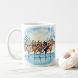 Christmas Cat Skaters, Glass Coaster Kaffemugg