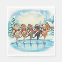 Christmas Cat Skaters, Napkins