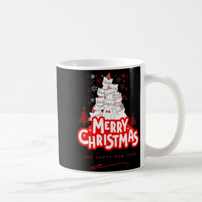 Christmas Cat Tee – Festive Kitty Holiday Art  Kaffemugg (Höger)