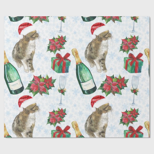 Christmas Cat Winter Celebration Presentpapper (Platt)