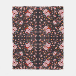 Christmas Cat With Santa Hat Fleecefilt