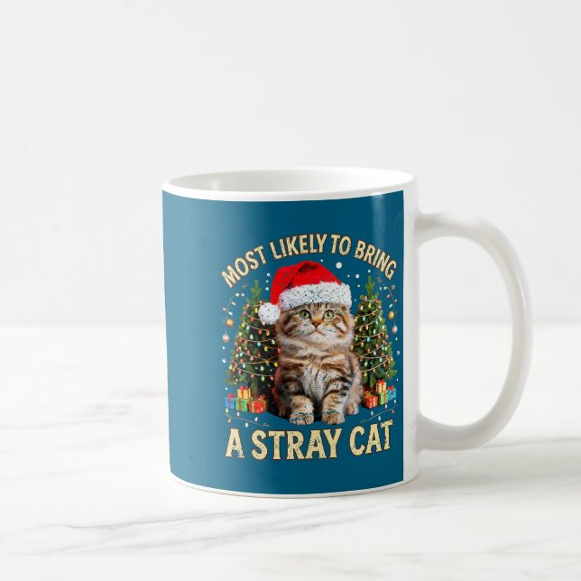 Christmas Cat With Santa Hat Holiday Funny Xmas Pa Kaffemugg (Höger)