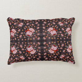 Christmas Cat With Santa Hat Prydnadskudde