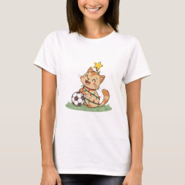 Christmas Cat with Soccer Ball T Shirt
