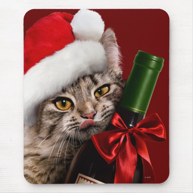 Christmas Cat With Wine Bottle Musmatta (Framsidan)