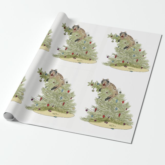 CHRISTMAS CAT WRAPPING PAPER  PRESENTPAPPER (Utrullad)