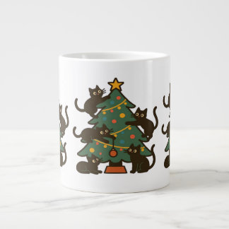 Christmas Cats Around The Tree Holiday Classic Jumbo Mugg