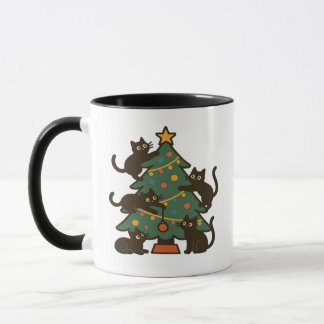Christmas Cats Around The Tree Holiday Classic Mugg