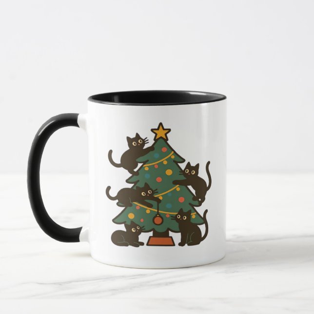 Christmas Cats Around The Tree Holiday Classic Mugg (Vänster)