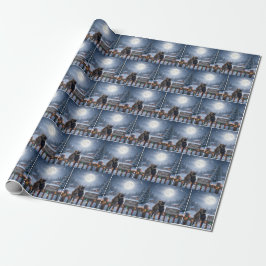 Christmas Cats Embracing On a Snowy Fence Presentpapper