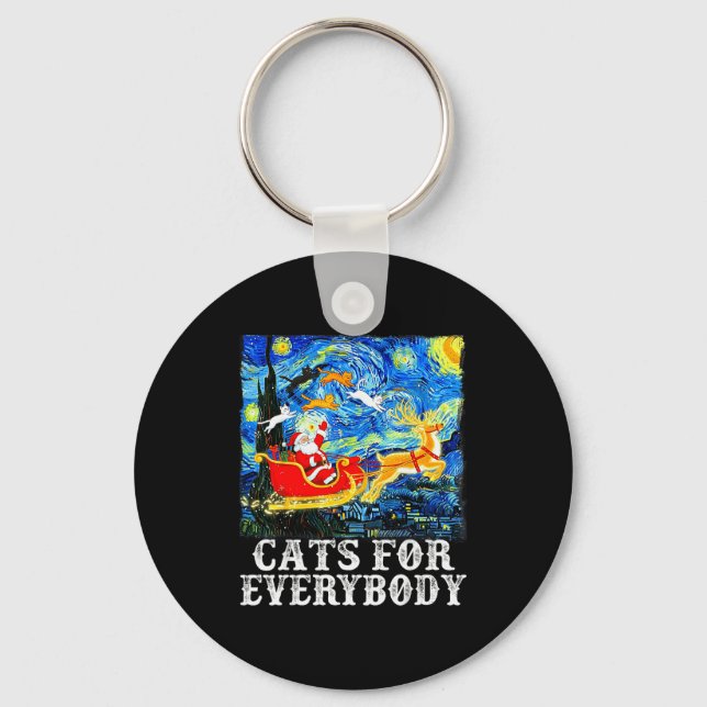Christmas Cats For Everybody Funny Santa Starry Ni Nyckelring (Framsida)