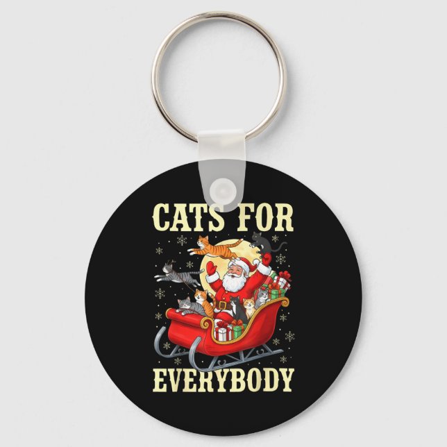 Christmas Cats For Everybody Santa Lover Holiday  Nyckelring (Framsida)