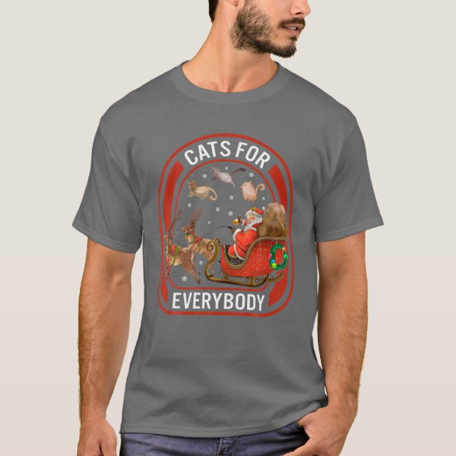 Christmas Cats For Everybody Santa Reindeer Cat Lo T Shirt (Framsida)
