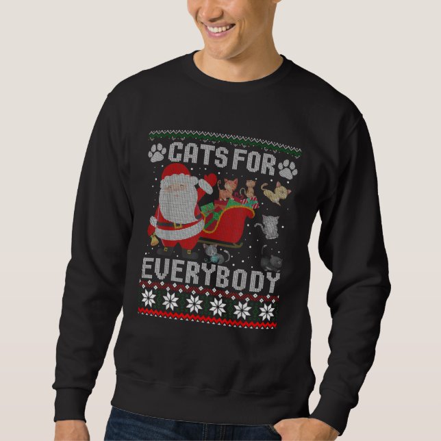 Christmas Cats For Everybody Ugly Sweater  Cute Lång Ärmad Tröja (Framsida)