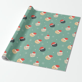 Christmas Cats in Santa Hats Pattern Presentpapper