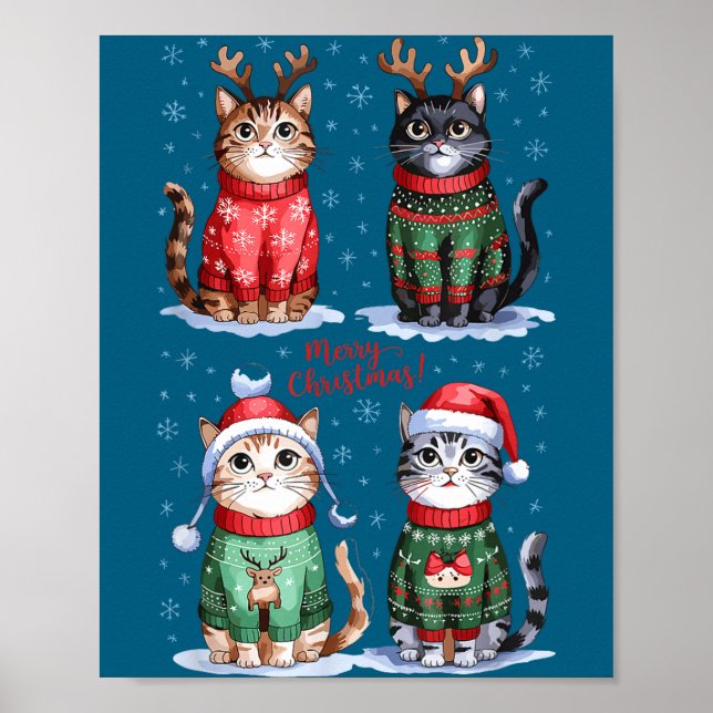Christmas Cats _ Merry Christmas Cats Graphic  Poster (Framsidan)
