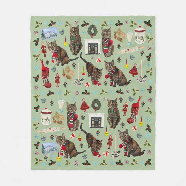 Christmas cats & ornaments fleece blanket (Framsidan)