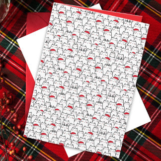 Christmas Cats Pattern Meowy Catmas Holiday Kort