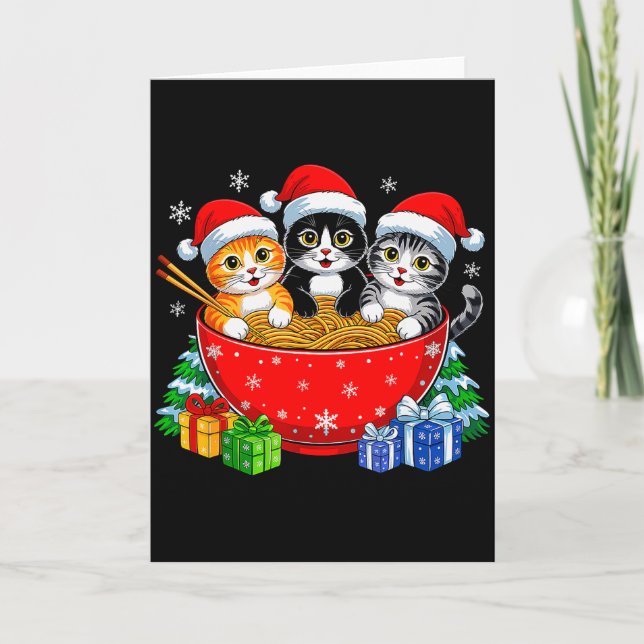 Christmas Cats Ramen Kitten Anime Xmas For Men Wom Kort (Framsida)