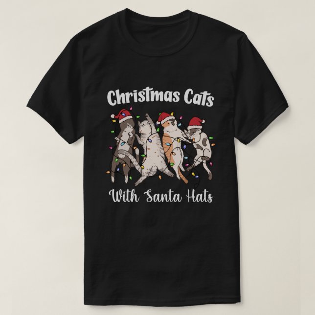 Christmas Cats with Santa Hats Cute Funny Holiday T Shirt (Design framsida)