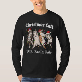 Christmas Cats with Santa Hats Cute Funny Holiday T Shirt