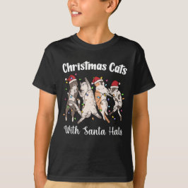 Christmas Cats with Santa Hats Cute Funny Holiday T Shirt