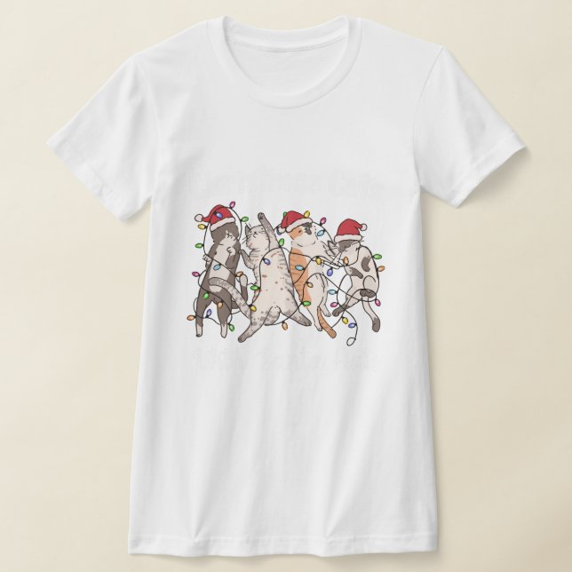 Christmas Cats with Santa Hats Cute Funny Holiday T Shirt (Laydown)