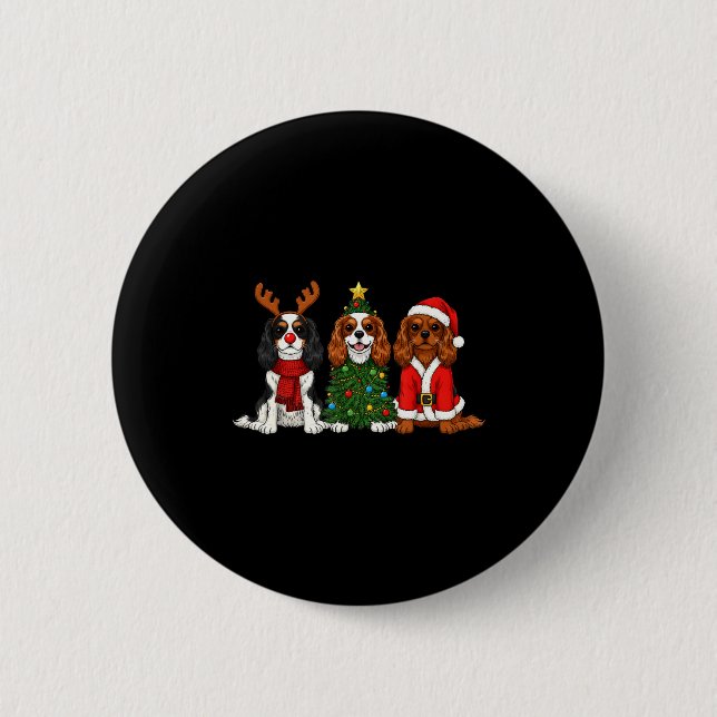 Christmas Cavalier King Charles Spaniel Santa Rein Knapp (Framsida)