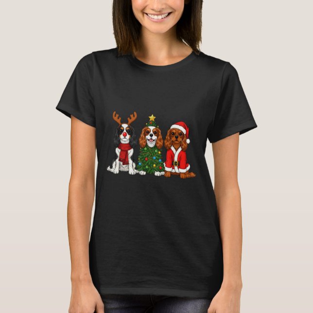 Christmas Cavalier King Charles Spaniel Santa Rein T Shirt (Framsida)