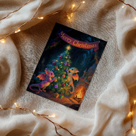 Christmas Cave Dragons – Warm Holiday Wishes Kort