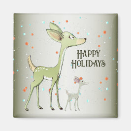 Christmas Celebration Green Deers Holidays Cute Magnet