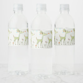 Christmas Celebration Green Deers Holidays Cute Vattenflaskor Etikett