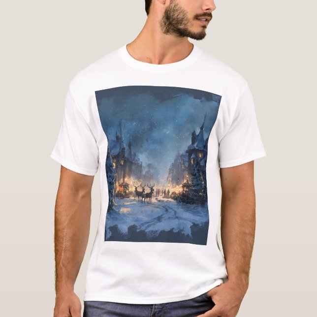 Christmas Celebration in Town T Shirt (Framsida)
