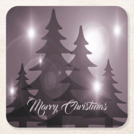 Christmas Celebration Pink Trees Purple Elegant Underlägg Papper Kvadrat