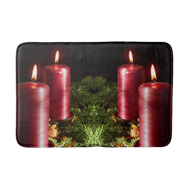 Christmas Celebration Red Candles Winter Holidays Badrumsmatta (Framsidan)