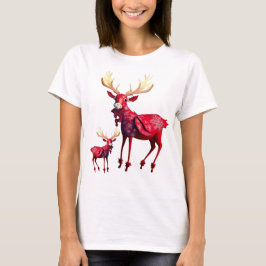 Christmas Celebration Red Reindeers Stylish T Shirt
